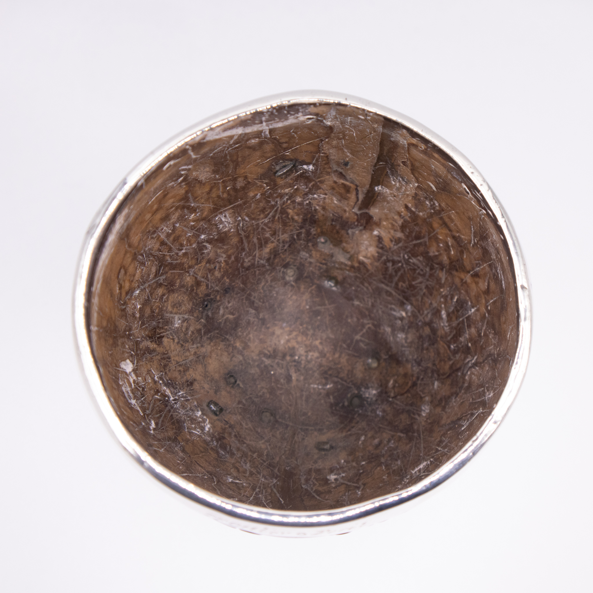 Georgian Coconut Cup with Silver Rim and Feet