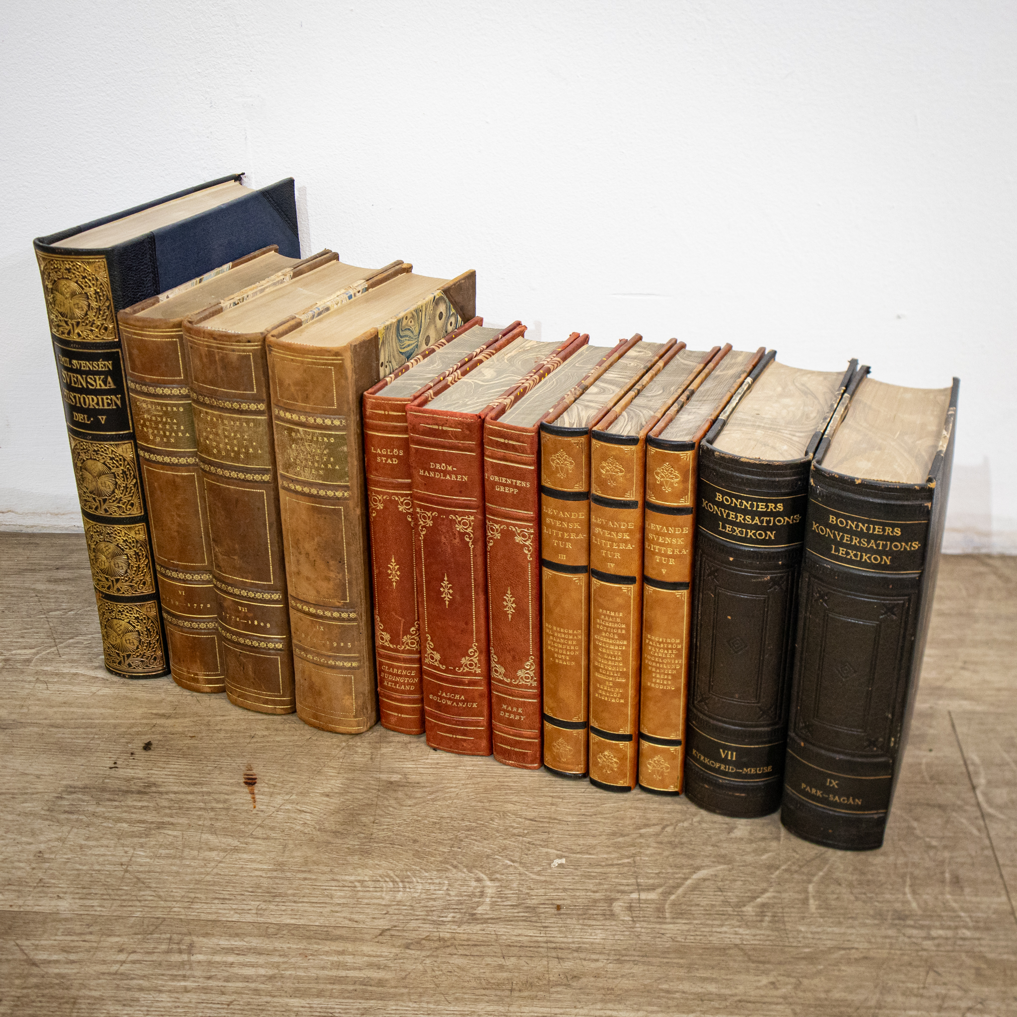 Leather Bound Scandinavian Books by the Dozen