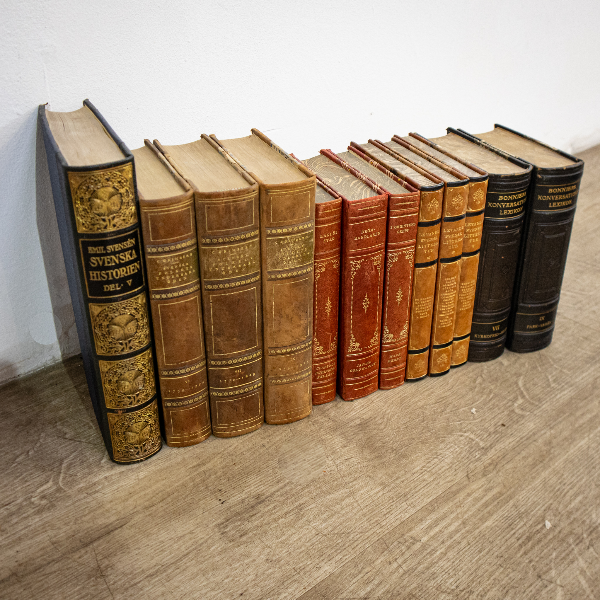 Leather Bound Scandinavian Books by the Dozen