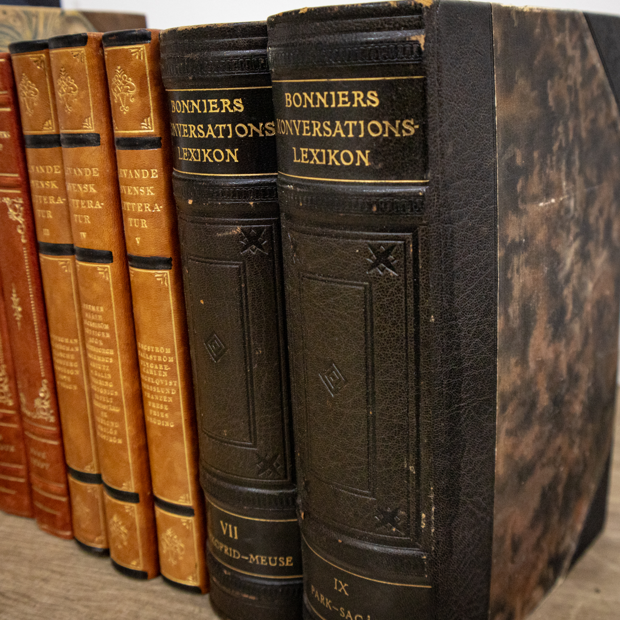 Leather Bound Scandinavian Books by the Dozen