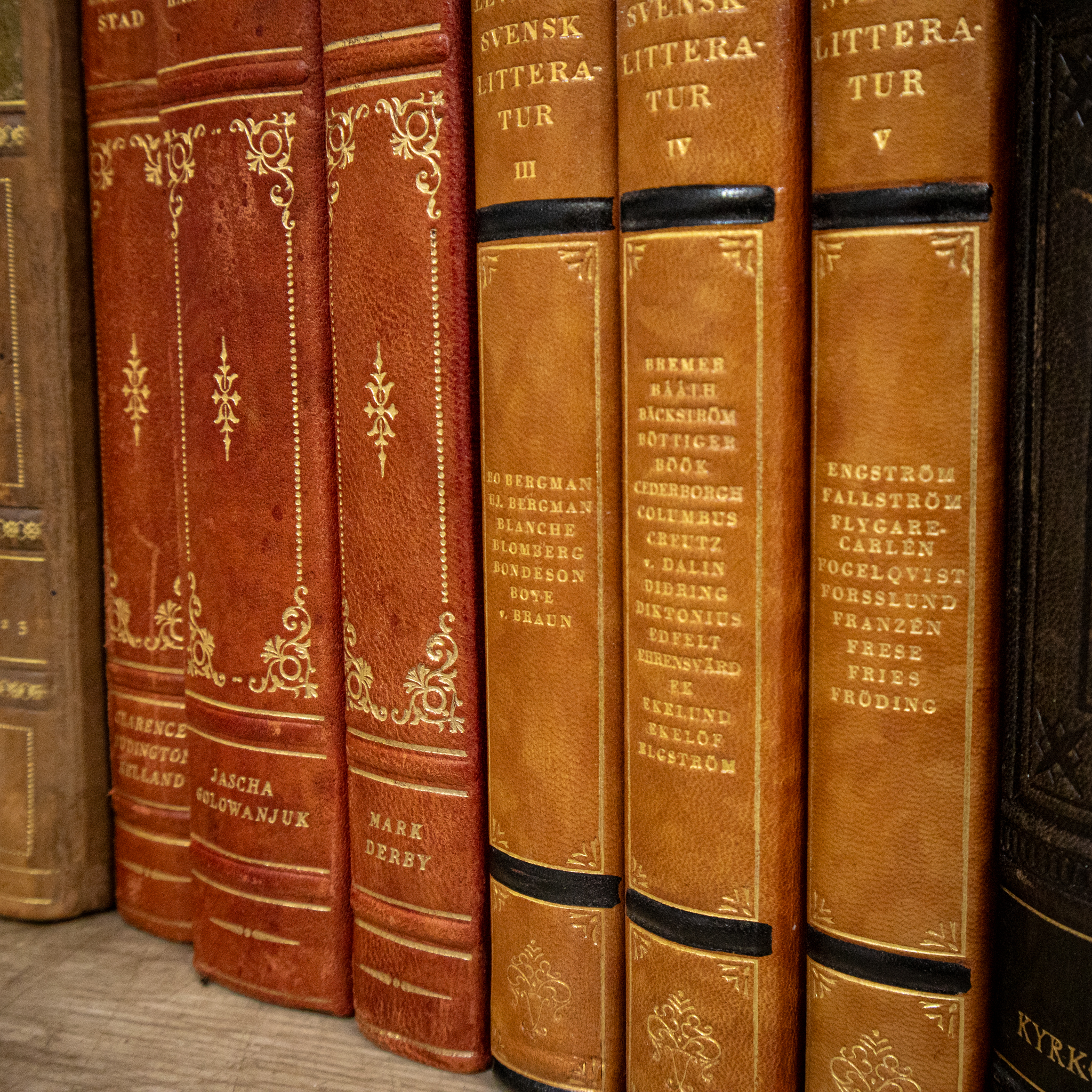 Leather Bound Scandinavian Books by the Dozen