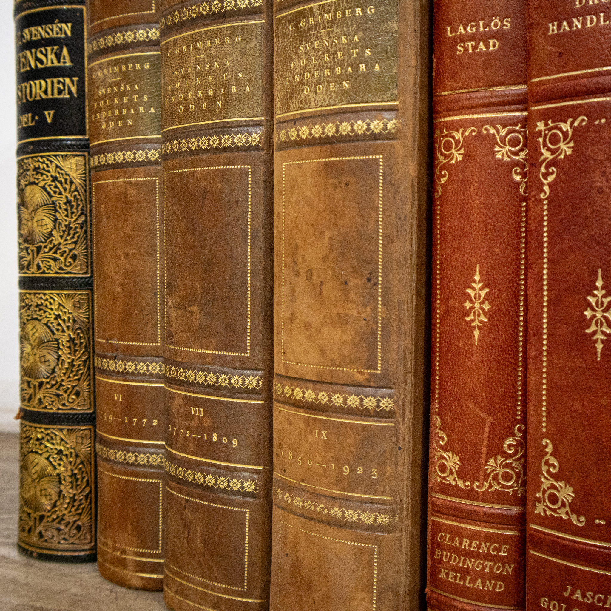 Leather Bound Scandinavian Books by the Dozen