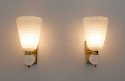 Pair of Mid-century Modern Brass and "Pulegoso" Murano Glass Sconces - Image 8