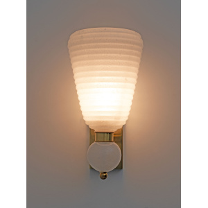 Pair of Mid-century Modern Brass and "Pulegoso" Murano Glass Sconces