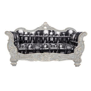 Charles X Style Italian Sofa with Fornasetti Linen Fabric
