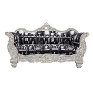 Charles X Style Italian Sofa with Fornasetti Linen Fabric