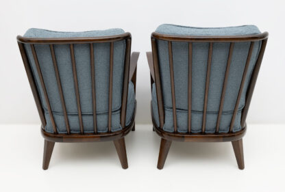 Pair of Mid-Century Modern Italian Walnut and Bouclè Armchairs, 1950s - Image 4