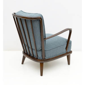 Pair of Mid-Century Modern Italian Walnut and Bouclè Armchairs, 1950s