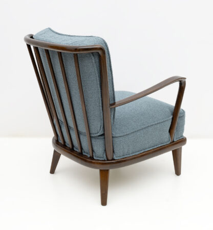 Pair of Mid-Century Modern Italian Walnut and Bouclè Armchairs, 1950s - Image 8
