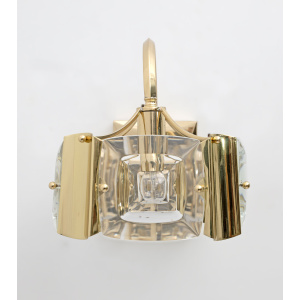 Oscar Torlasco Mid-Century Modern Italian Glass and Brass Sconces by Stilkronen