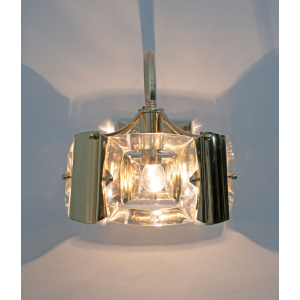 Oscar Torlasco Mid-Century Modern Italian Glass and Brass Sconces by Stilkronen