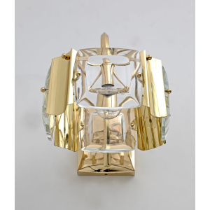Oscar Torlasco Mid-Century Modern Italian Glass and Brass Sconces by Stilkronen
