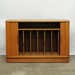 Teak Tambour Door Record Cabinet By Kai Kristiansen, 1960s