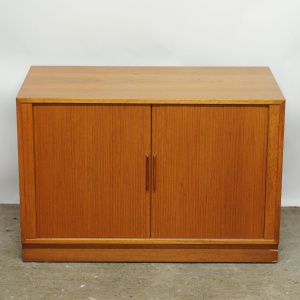Teak Tambour Door Record Cabinet By Kai Kristiansen, 1960s
