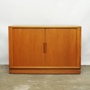 Teak Tambour Door Record Cabinet By Kai Kristiansen, 1960s