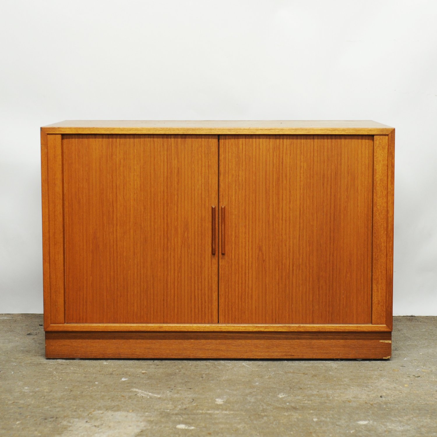 Teak Tambour Door Record Cabinet By Kai Kristiansen, 1960s