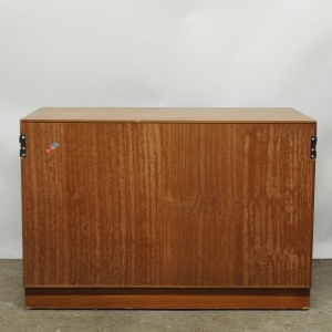 Teak Tambour Door Record Cabinet By Kai Kristiansen, 1960s