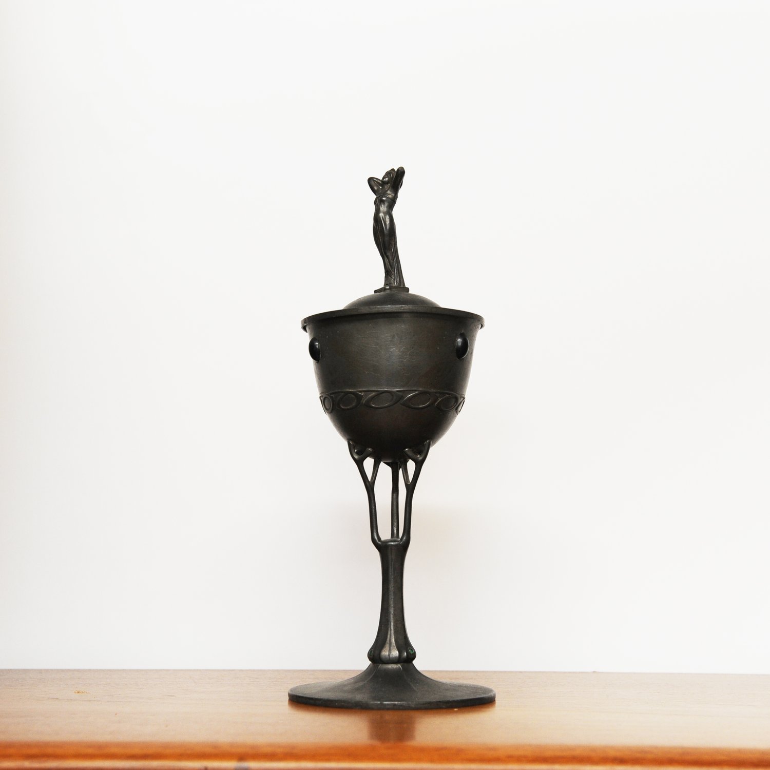 Art Nouveau Pewter Ornamental Vase Stamped B&G Imperial Zinn, 1900