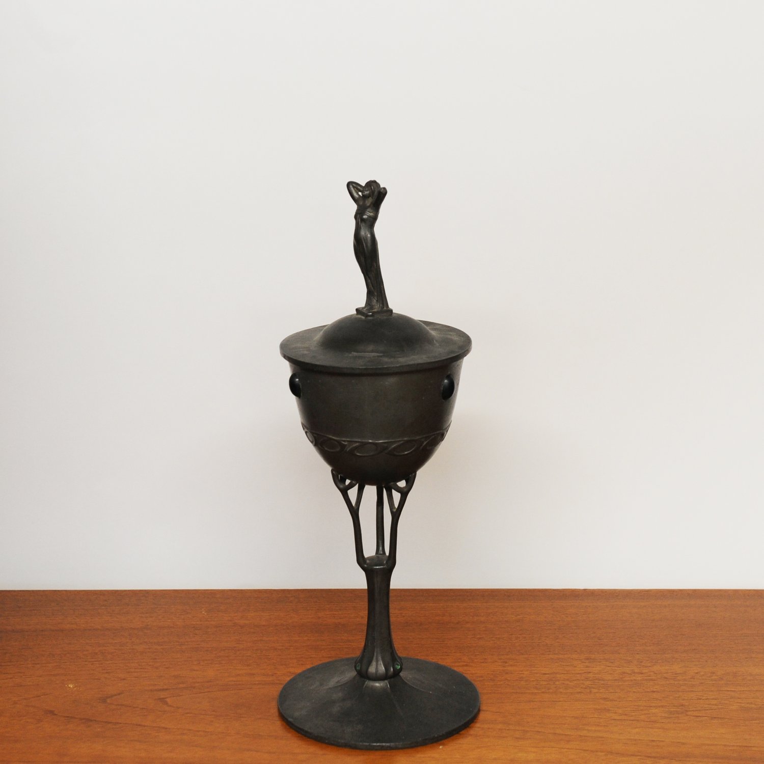 Art Nouveau Pewter Ornamental Vase Stamped B&G Imperial Zinn, 1900