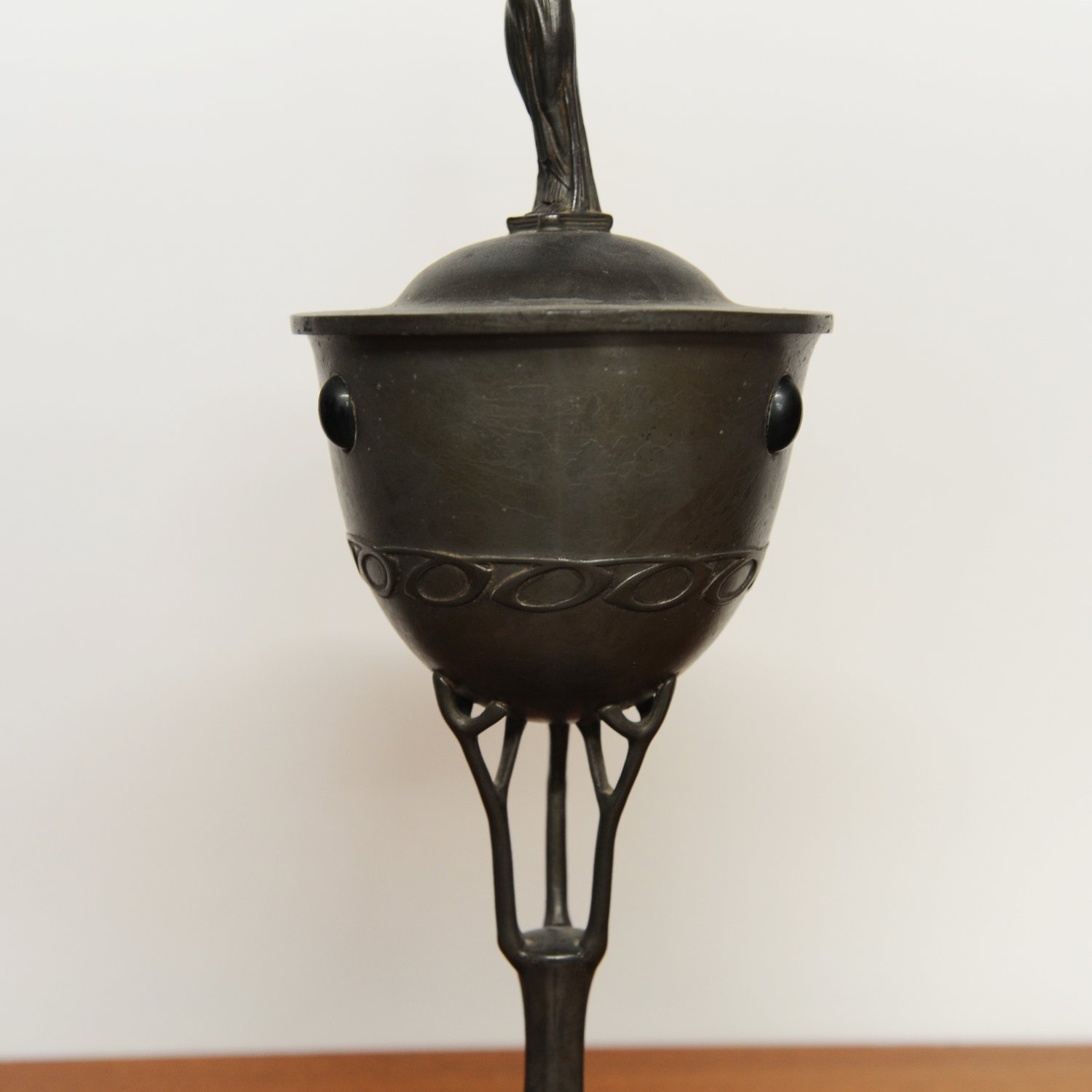 Art Nouveau Pewter Ornamental Vase Stamped B&G Imperial Zinn, 1900