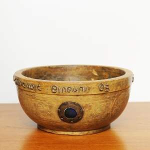 Antique Irish Arts & Crafts Turned Treen Celtic Bowl, 1910