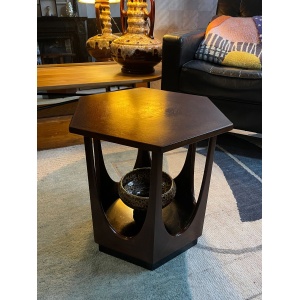 Mid century dark wood Gplan vintage hexagon retro occasion side table