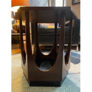 Mid century dark wood Gplan vintage hexagon retro occasion side table