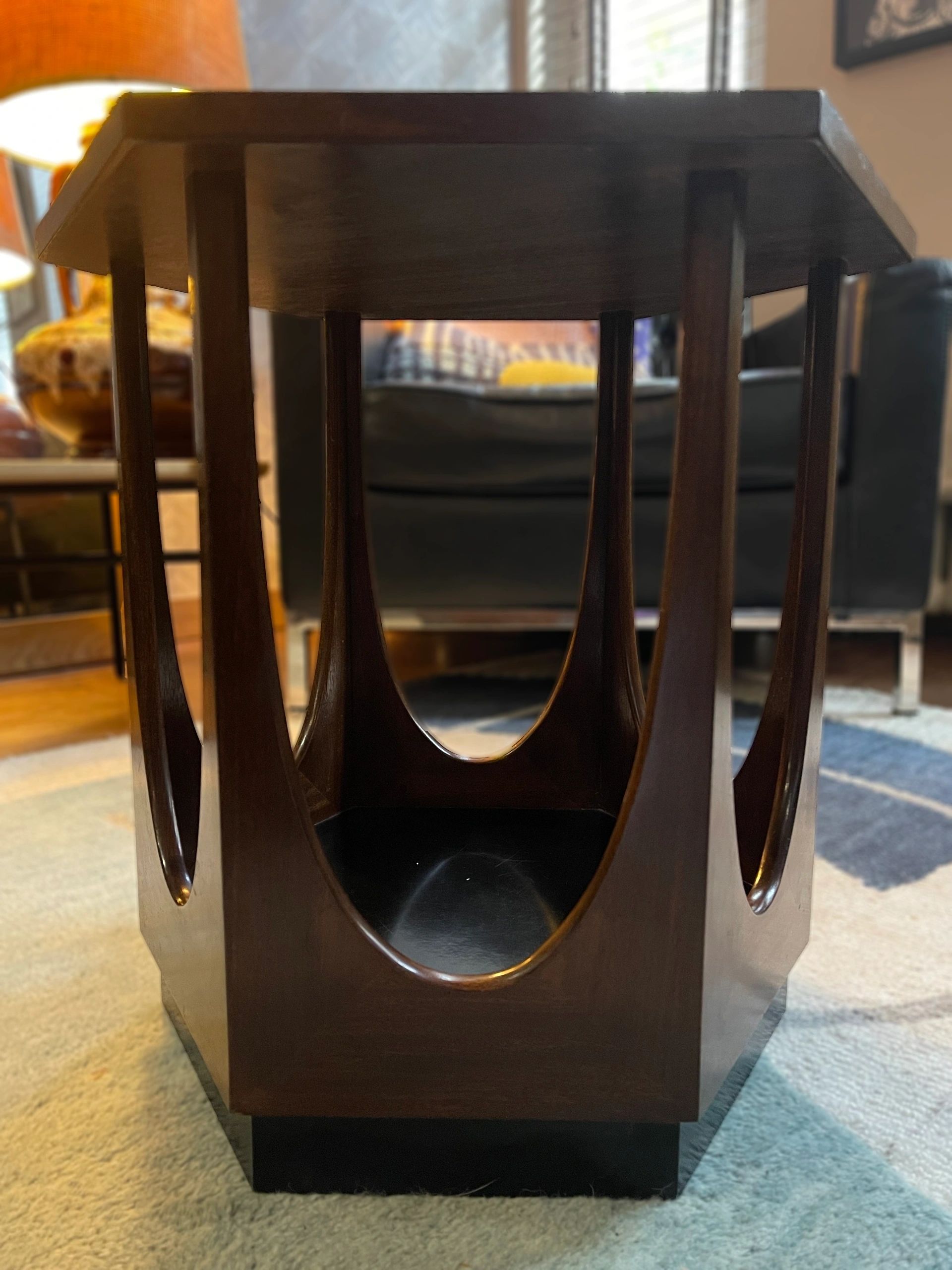 Mid century dark wood Gplan vintage hexagon retro occasion side table