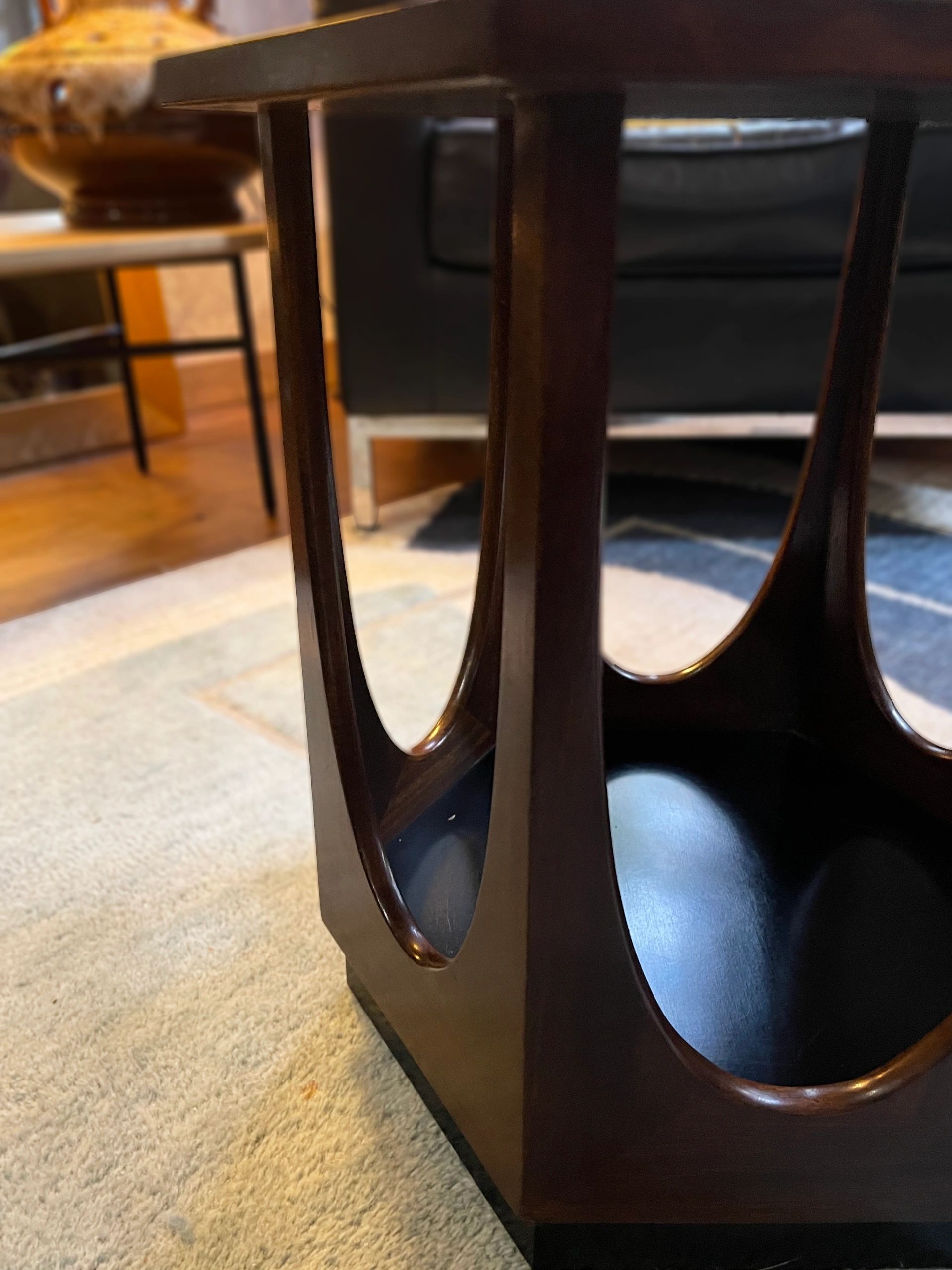 Mid century dark wood Gplan vintage hexagon retro occasion side table