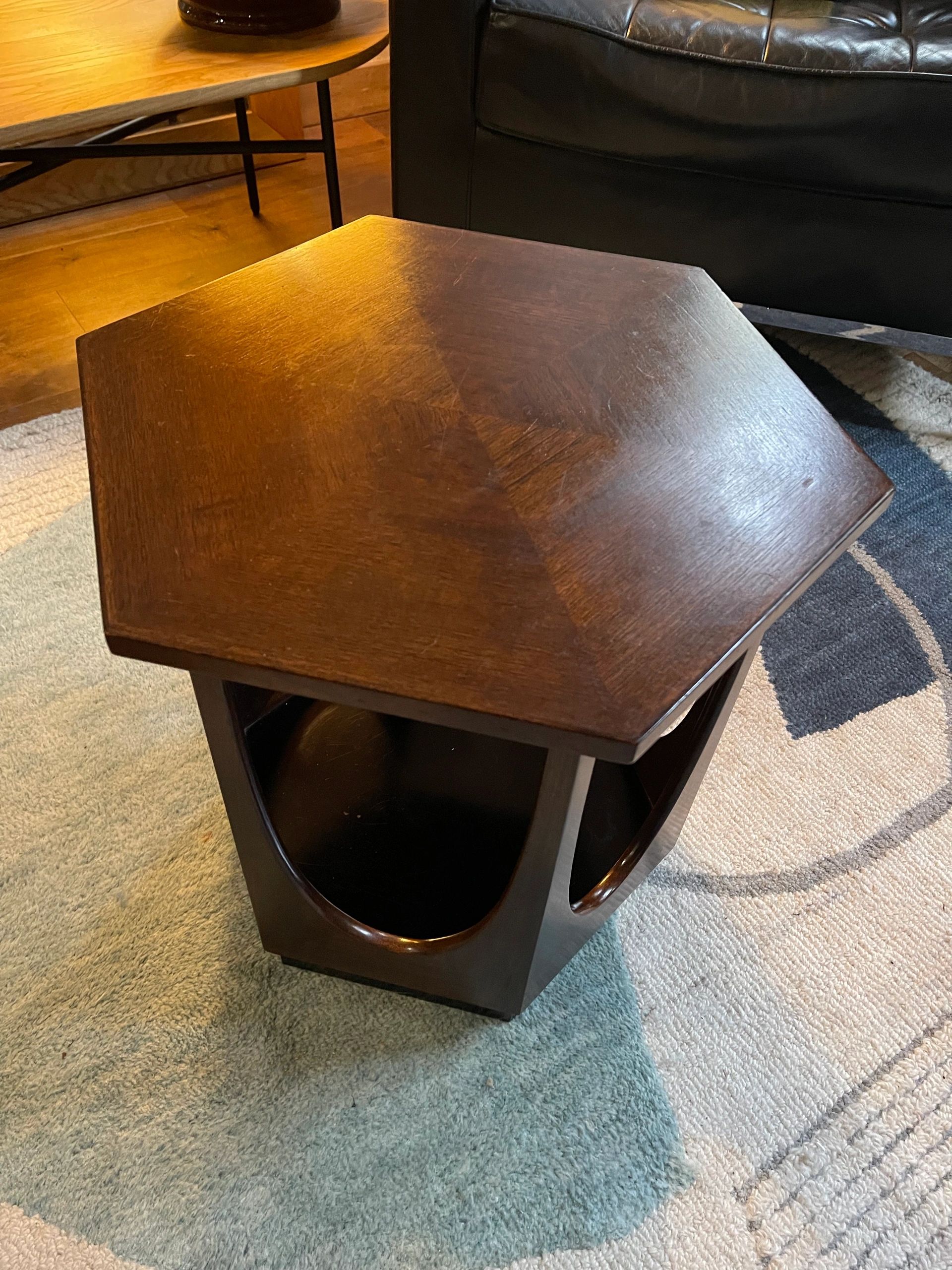 Mid century dark wood Gplan vintage hexagon retro occasion side table