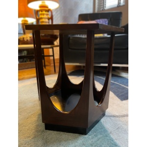 Mid century dark wood Gplan vintage hexagon retro occasion side table