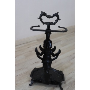 Set of antique fireplace tools in wrought iron and cast iron