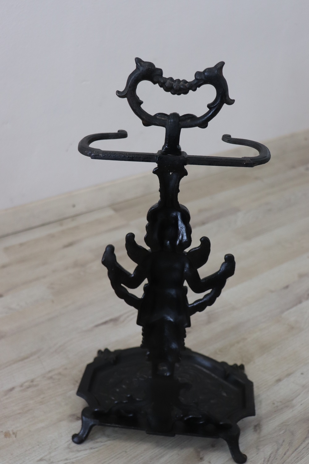 Set of antique fireplace tools in wrought iron and cast iron
