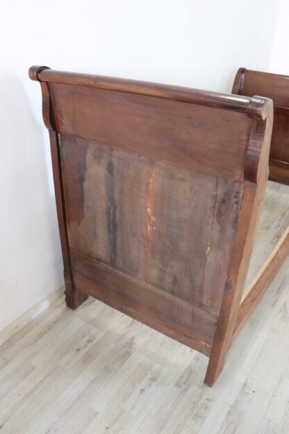 19th century antique solid walnut single bed - Image 11