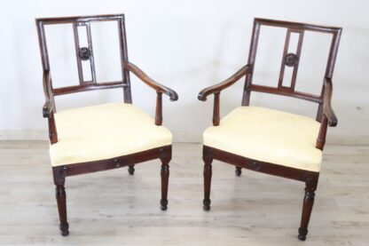 Pair of antique walnut armchairs - Image 2