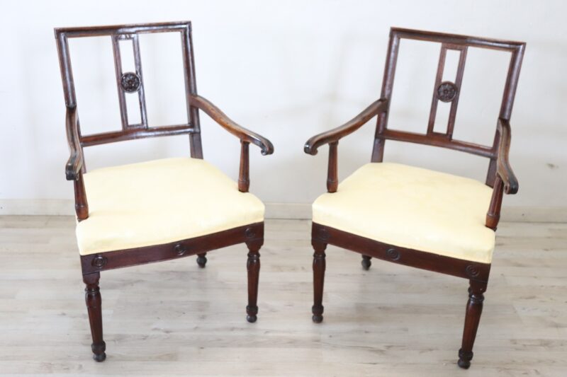 Pair of antique walnut armchairs