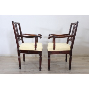 Pair of antique walnut armchairs