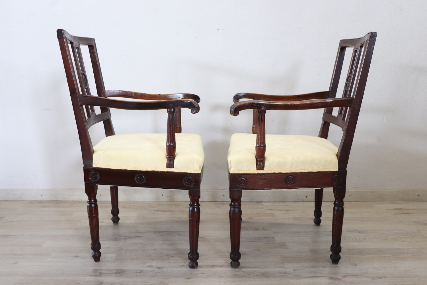 Pair of antique walnut armchairs
