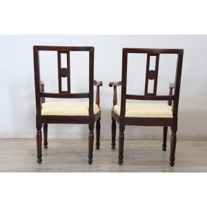 Pair of antique walnut armchairs