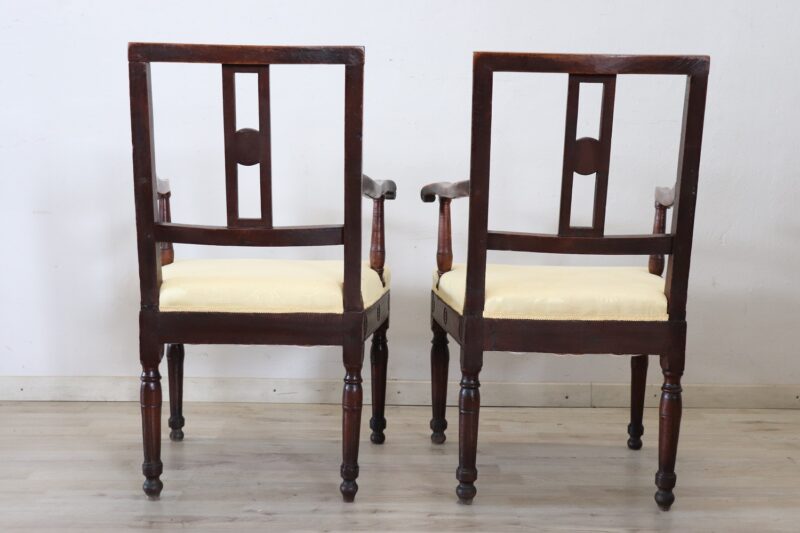 Pair of antique walnut armchairs