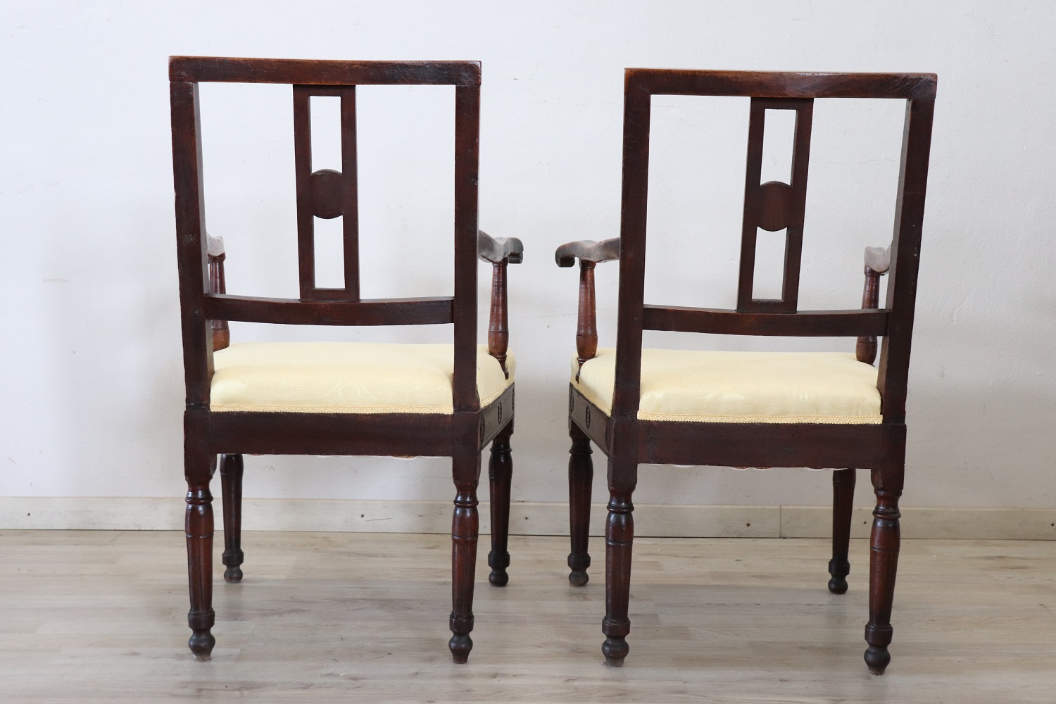 Pair of antique walnut armchairs