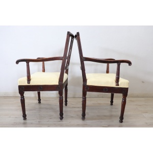 Pair of antique walnut armchairs
