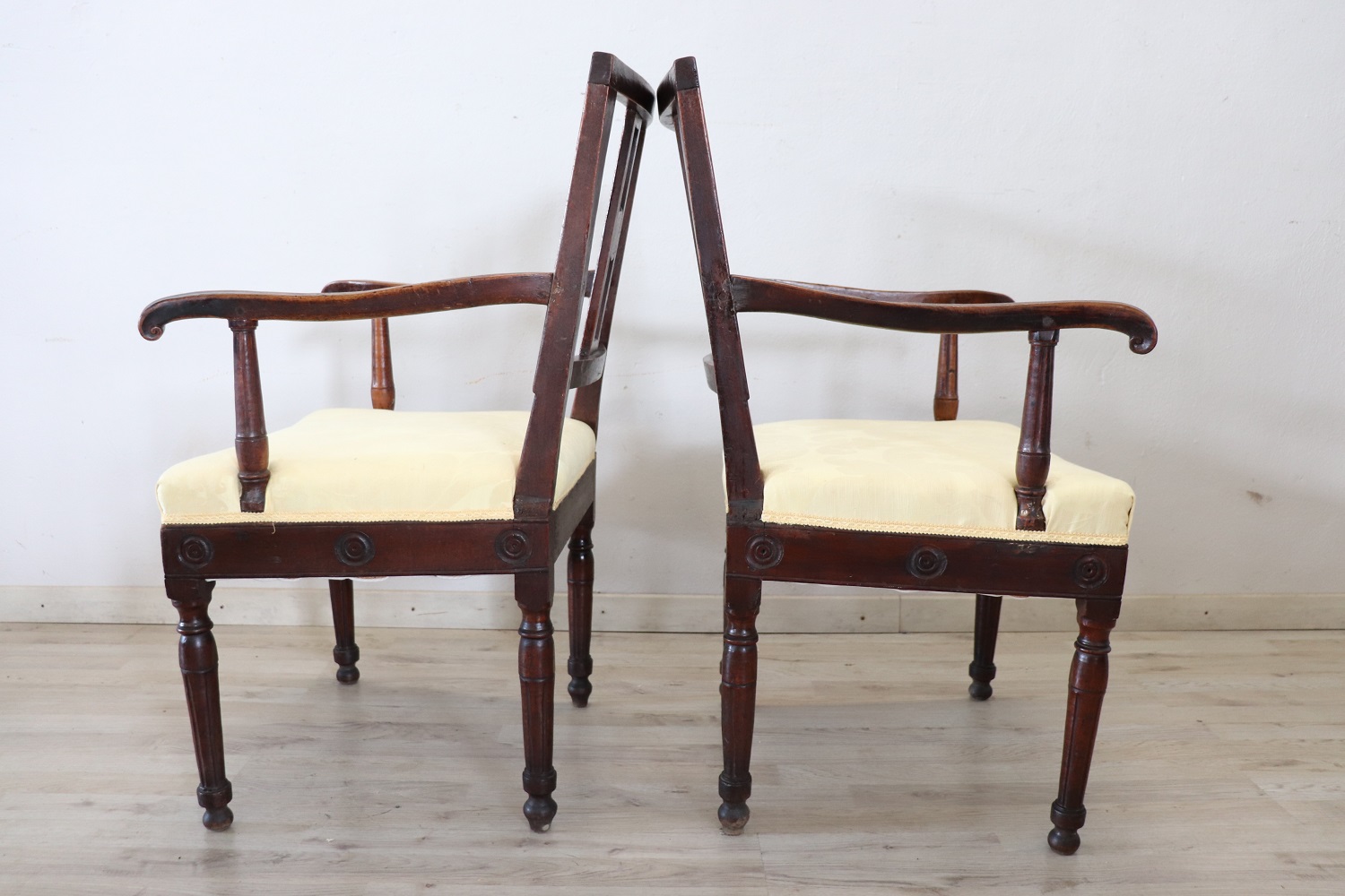 Pair of antique walnut armchairs