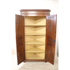 Antique solid walnut corner cabinet