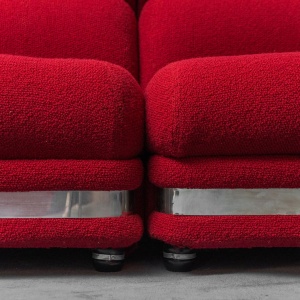 Modular 4 Seater Sofa In Red Fabric 1970s Modern Vintage