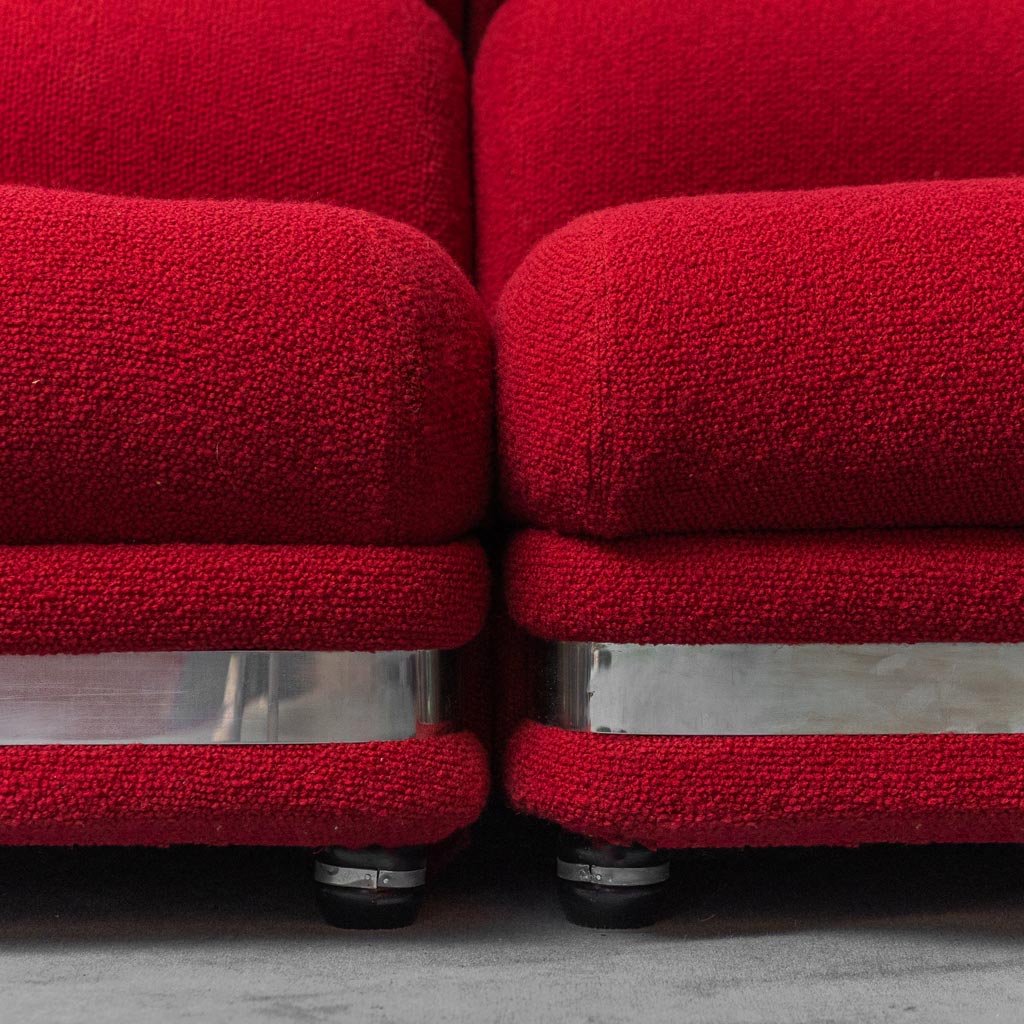 Modular 4 Seater Sofa In Red Fabric 1970s Modern Vintage