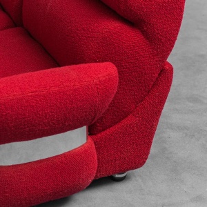 Modular 4 Seater Sofa In Red Fabric 1970s Modern Vintage