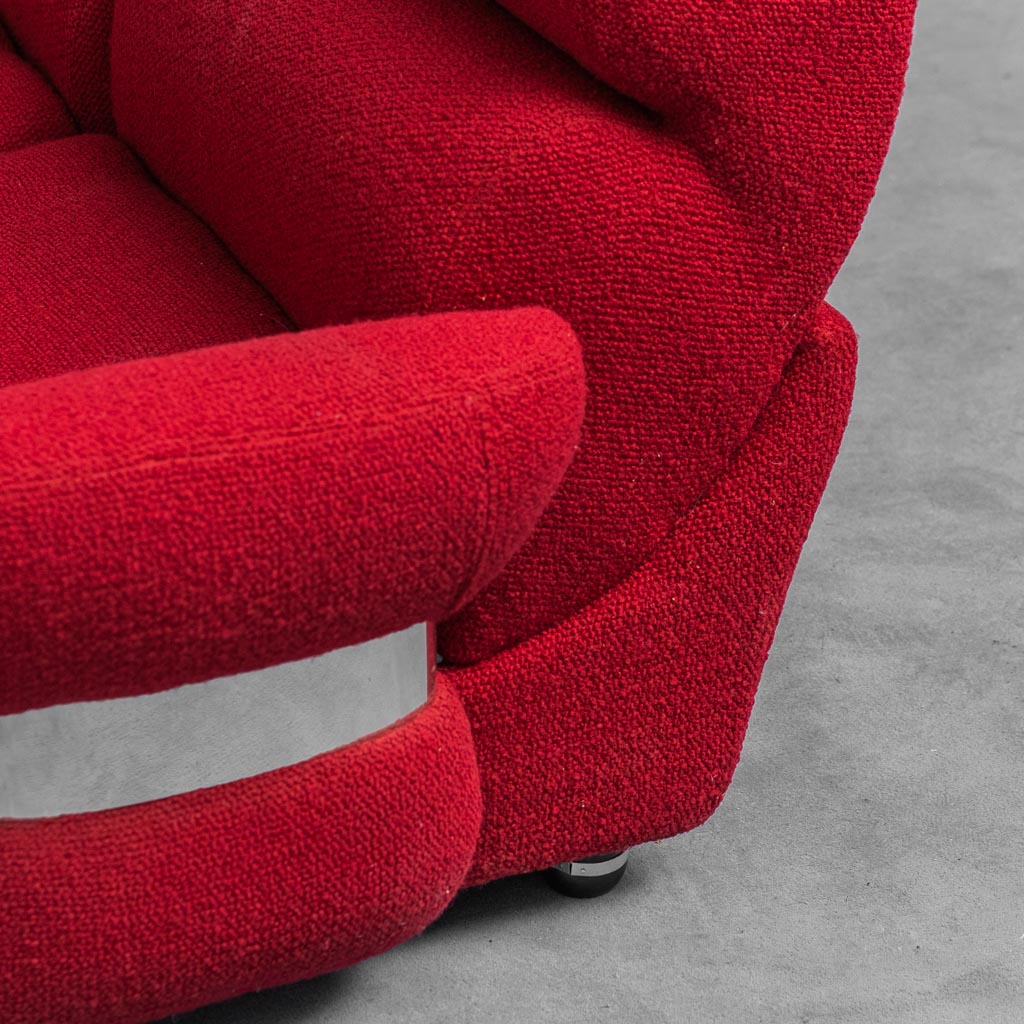 Modular 4 Seater Sofa In Red Fabric 1970s Modern Vintage
