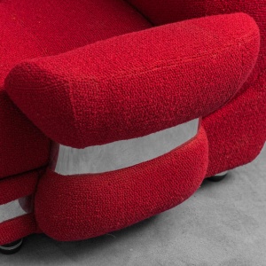Modular 4 Seater Sofa In Red Fabric 1970s Modern Vintage