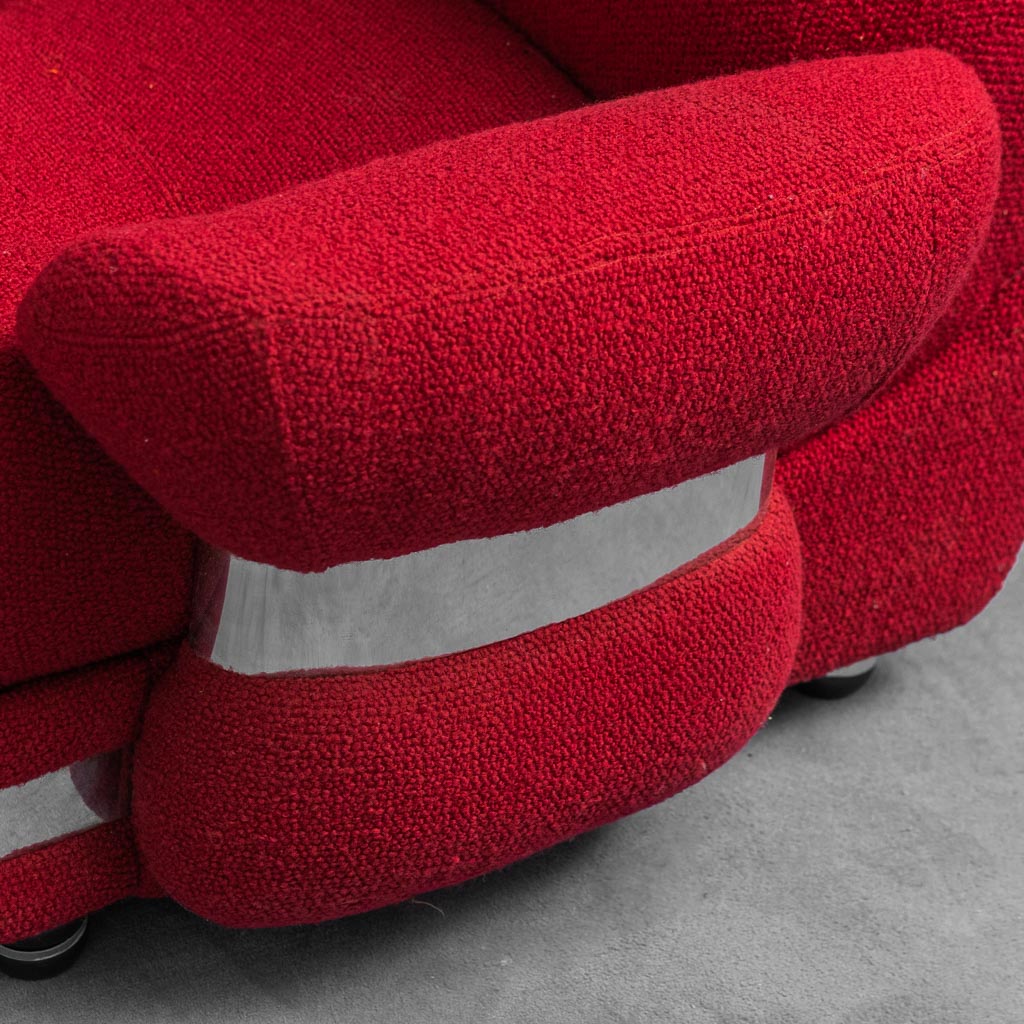 Modular 4 Seater Sofa In Red Fabric 1970s Modern Vintage